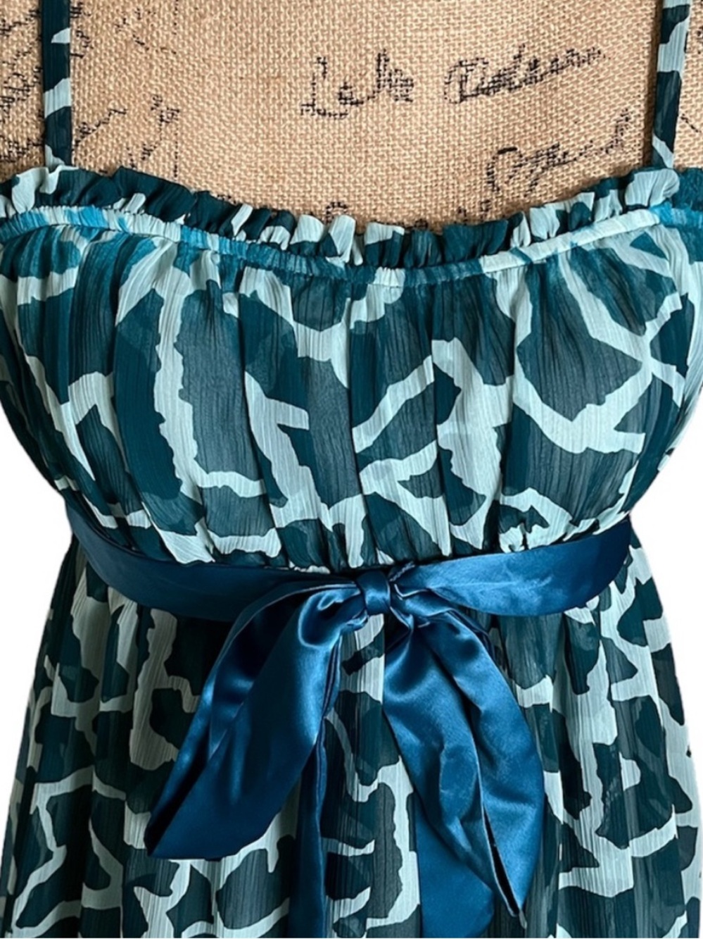Mixit Blue Abstract Babydoll Tank Satin Tie XS Juniors Flowy Chiffon - Picture 11 of 15